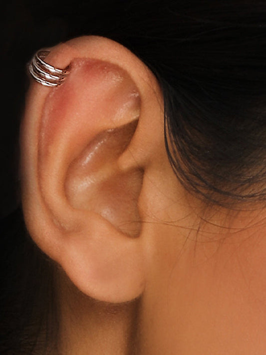 Silver Triple Clip On Hoop Earrings