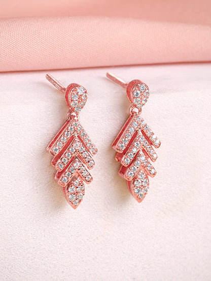 Rose Gold Belle Leaf Earrings