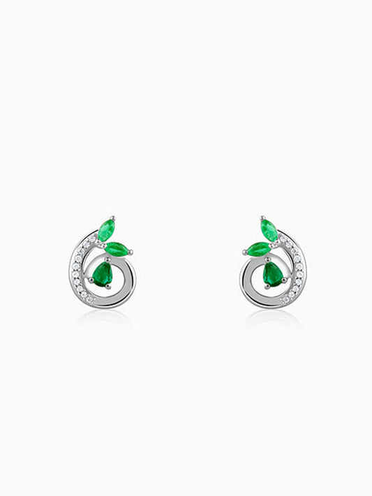 Silver Gracious Leaf Studs