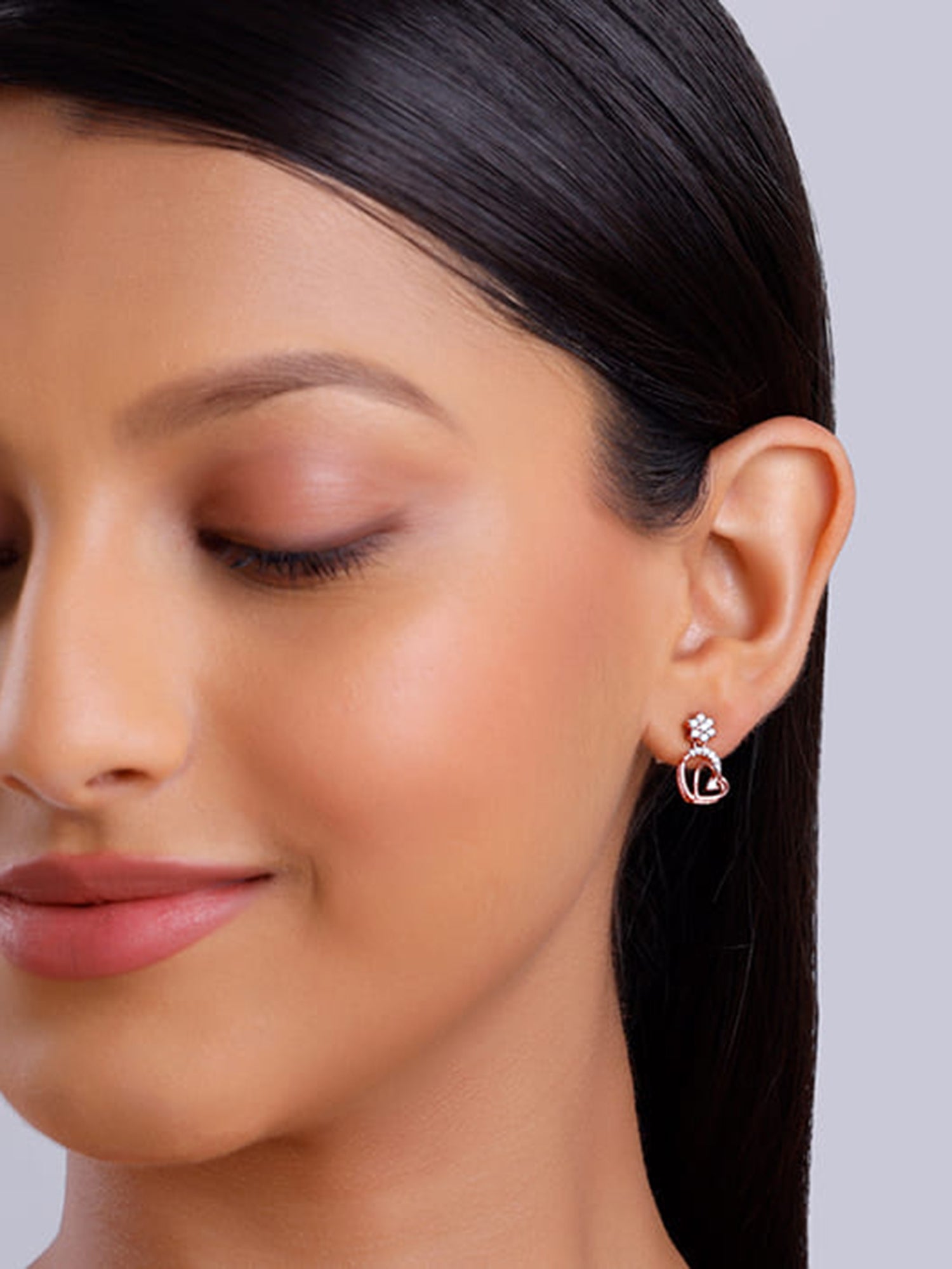 Rose Gold Hearty Sparkles Earrings