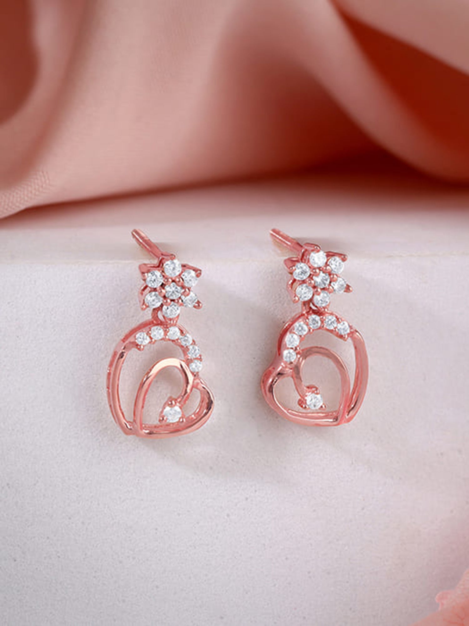 Rose Gold Hearty Sparkles Earrings