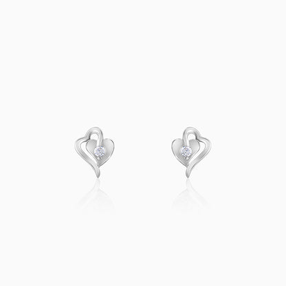 Silver Heart Studs
