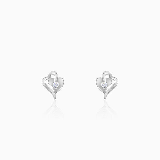 Silver Heart Studs
