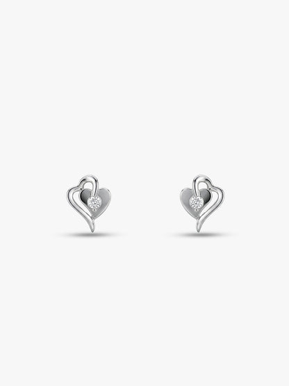 Silver Heart Studs