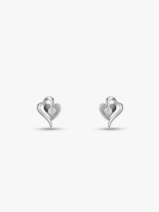 Silver Heart Studs