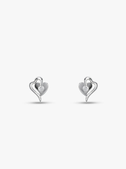Silver Heart Studs