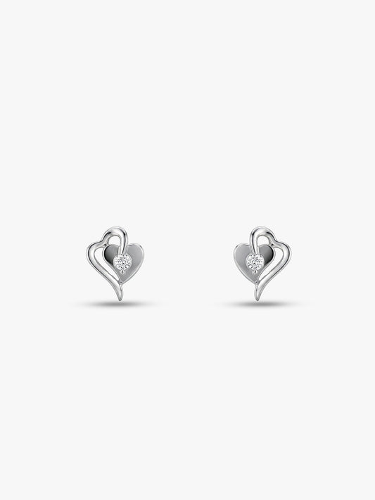 Silver Heart Studs