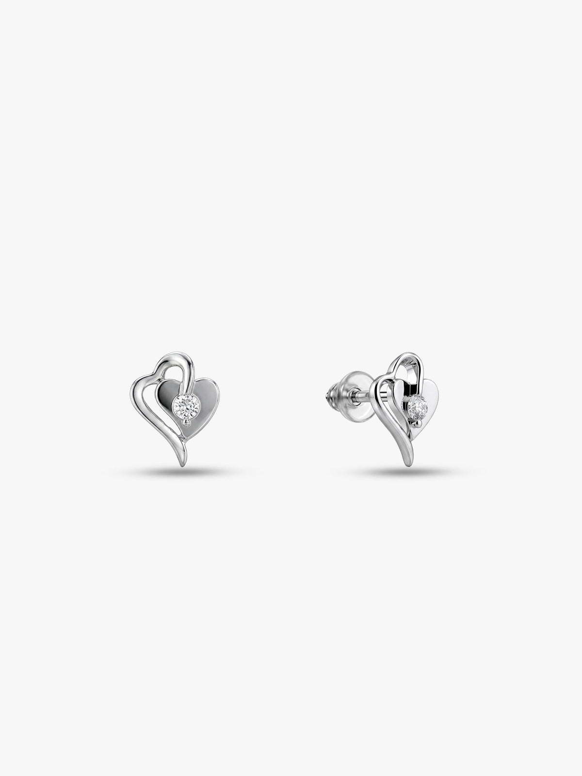 Silver Heart Studs