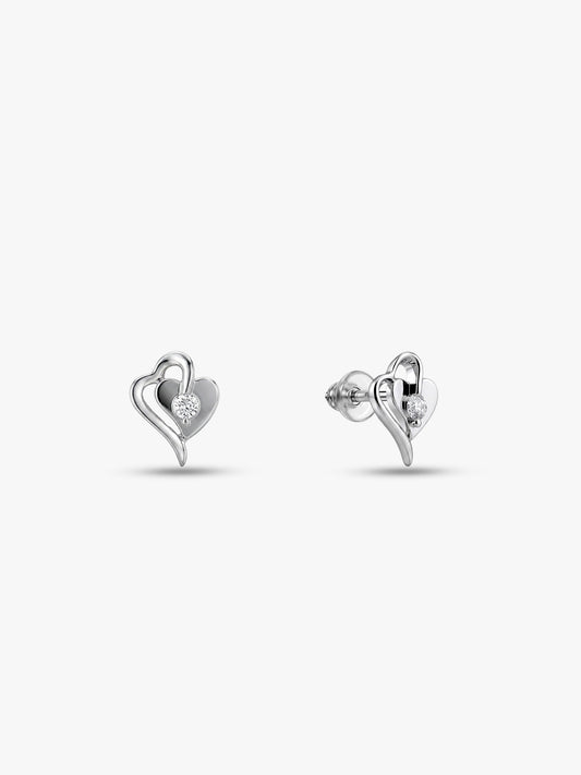 Silver Heart Studs