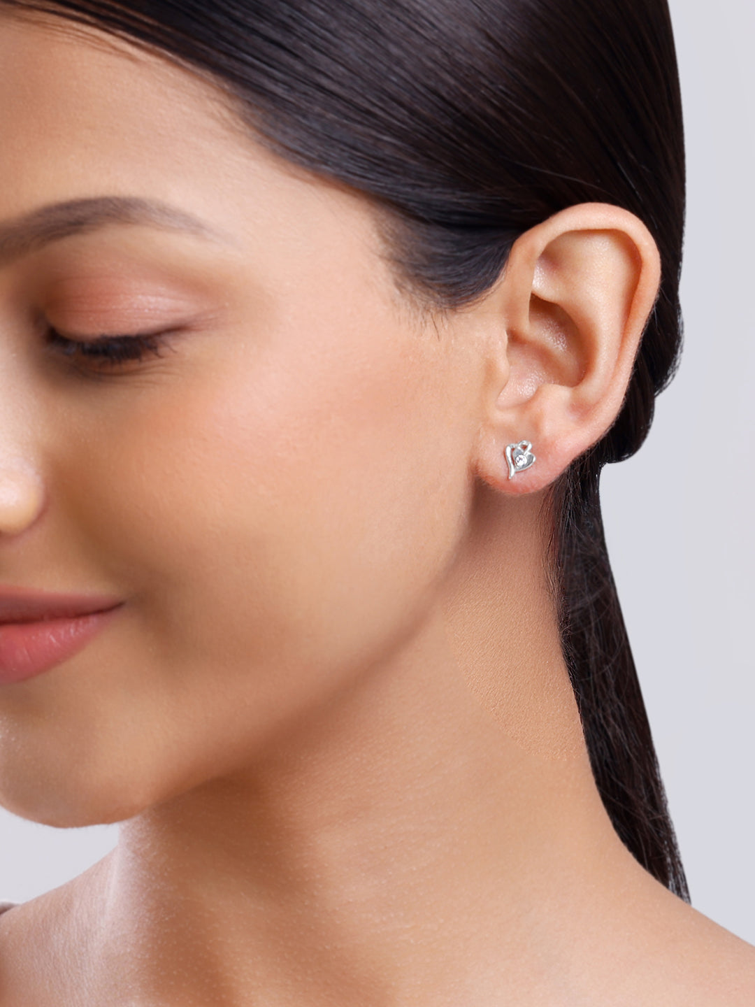 Silver Heart Studs