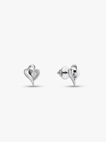 Silver Heart Studs