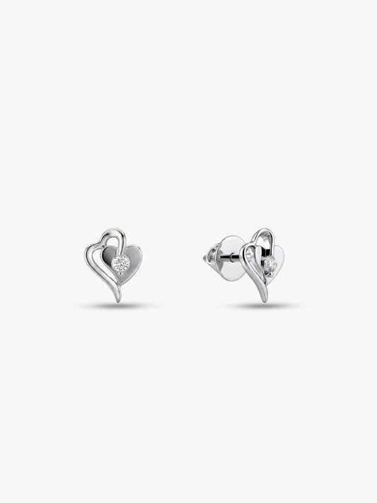 Silver Heart Studs