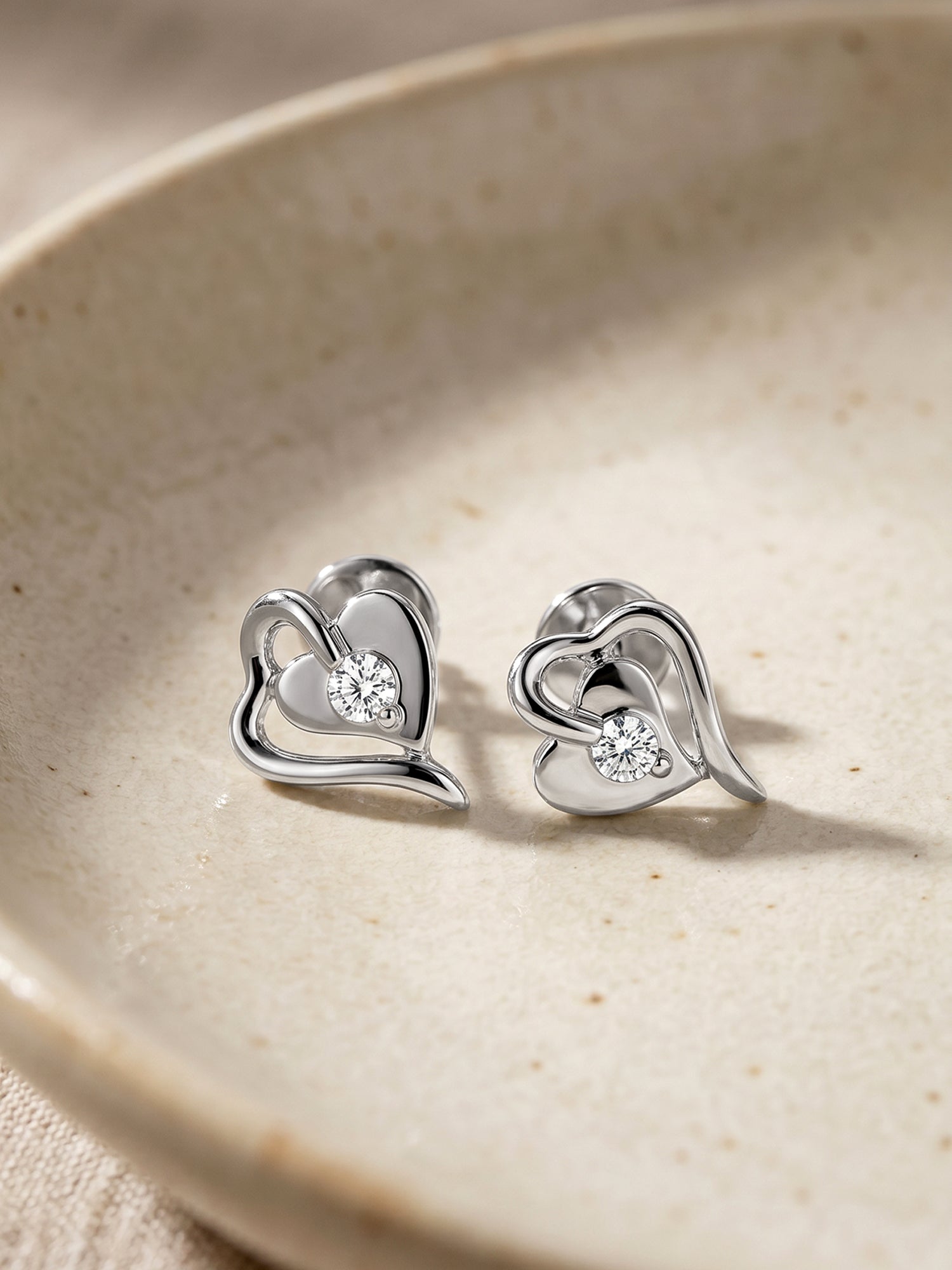 Silver Heart Studs