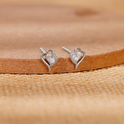 Silver Heart Studs