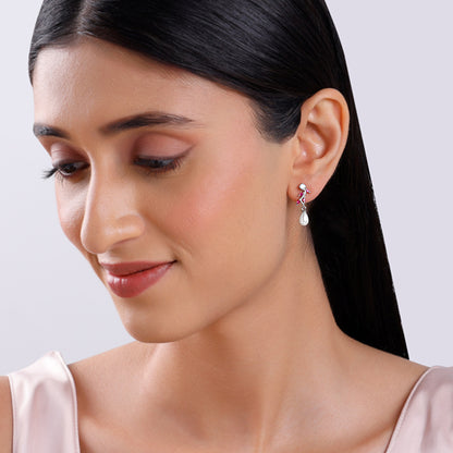 Silver Leia Pearl Earrings