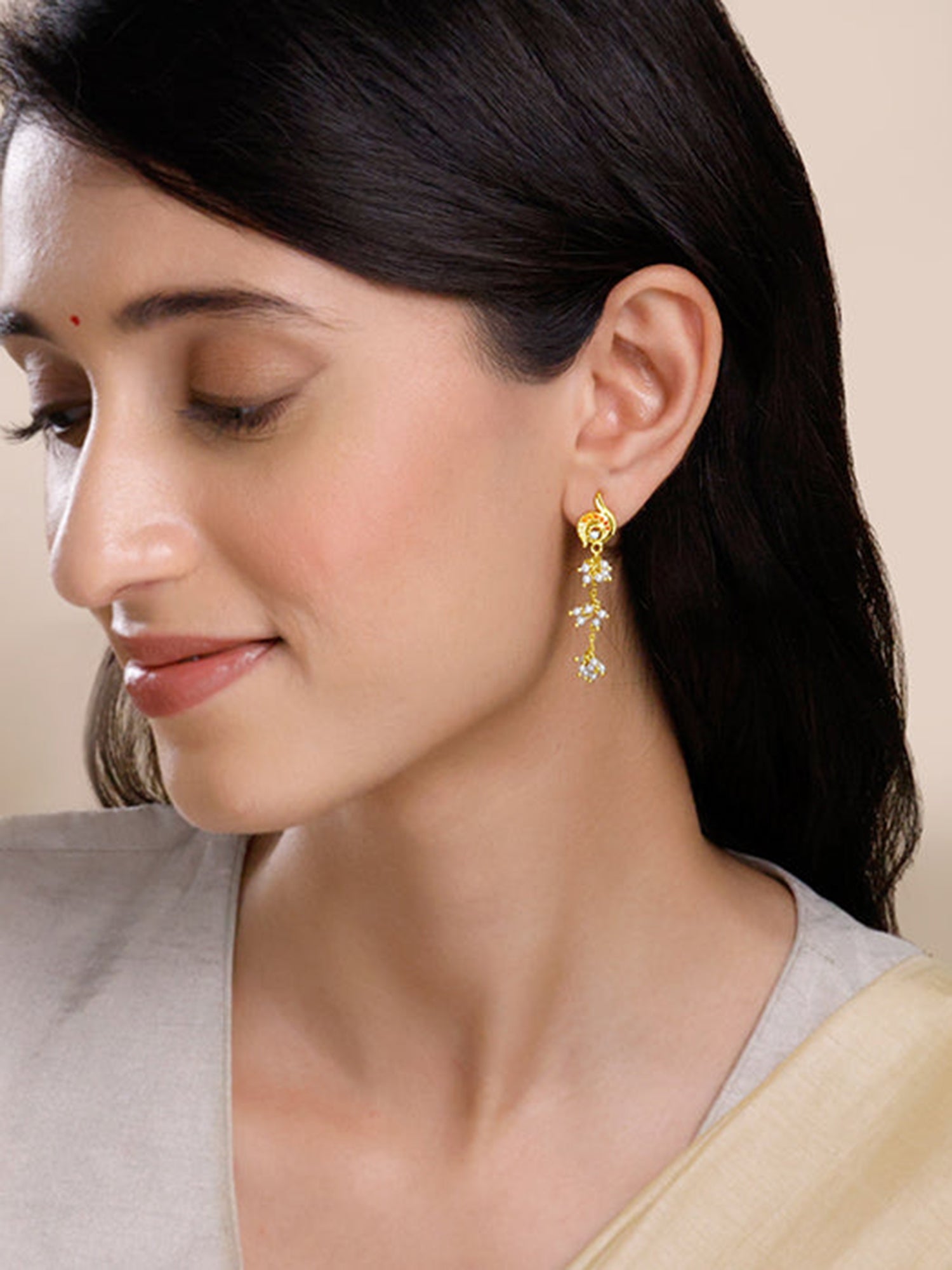 Golden Ambika Dangler Earrings