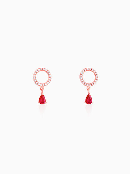 Rose Gold Circular Droplet Earrings