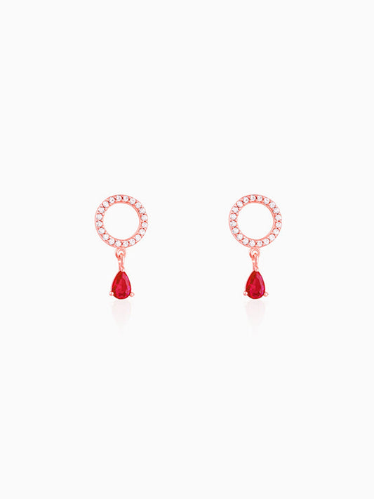Rose Gold Circular Droplet Earrings