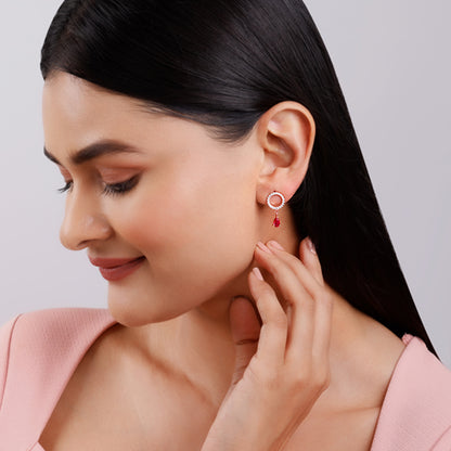 Rose Gold Circular Droplet Earrings