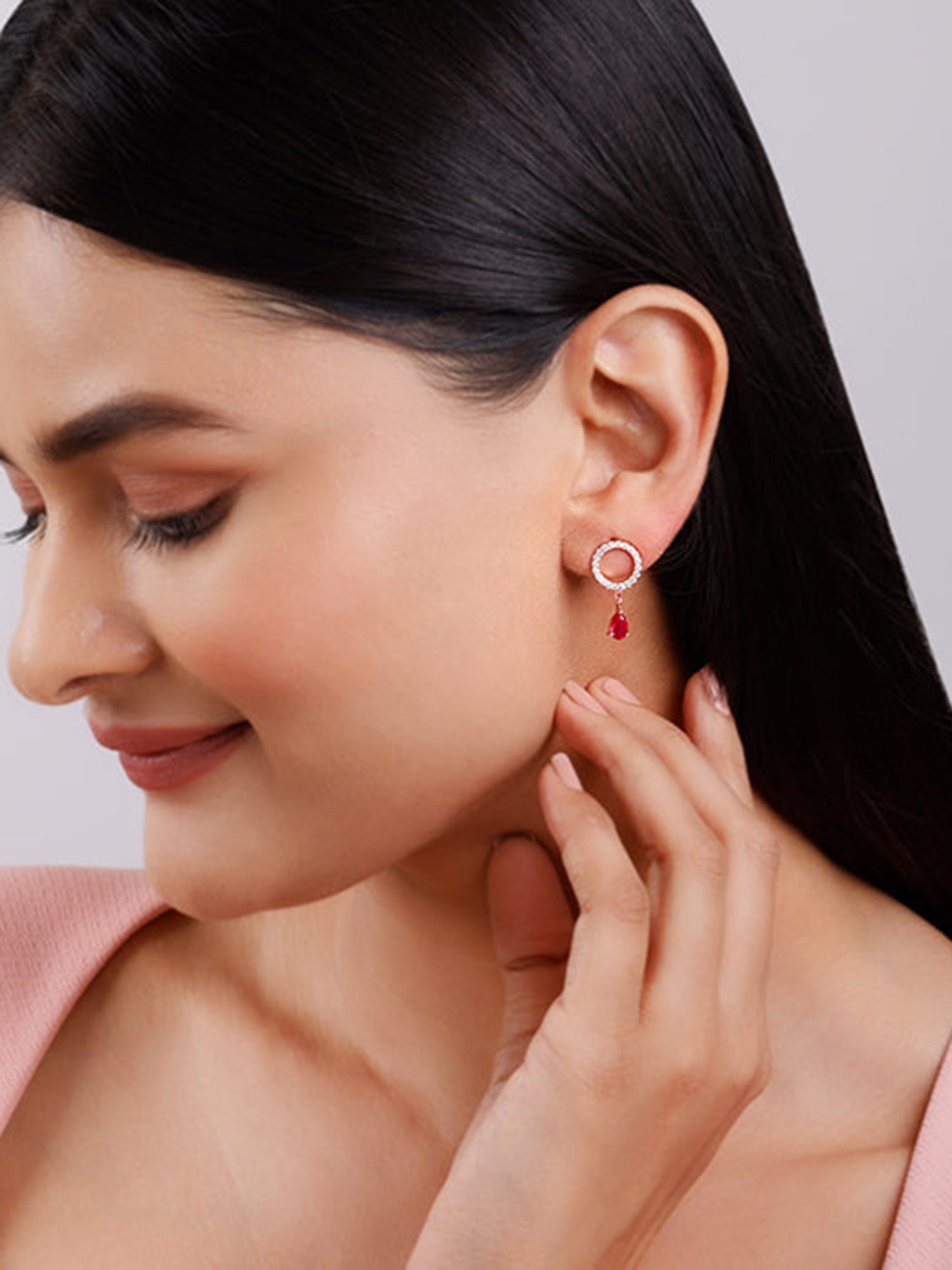 Rose Gold Circular Droplet Earrings