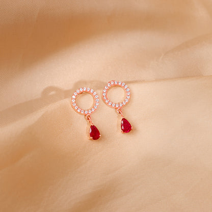 Rose Gold Circular Droplet Earrings
