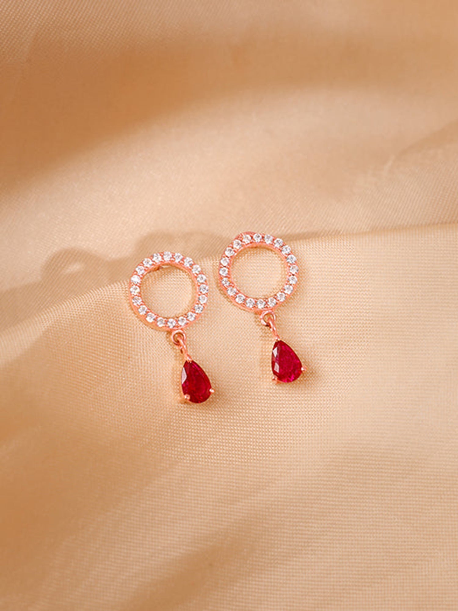 Rose Gold Circular Droplet Earrings