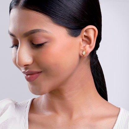 Golden Rhombus Glint Studs