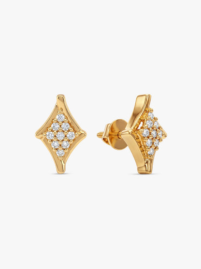 Golden Rhombus Glint Studs