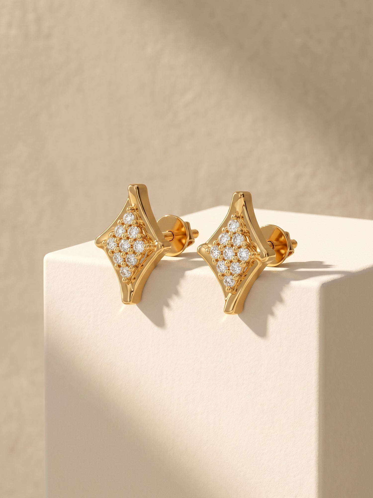 Golden Rhombus Glint Studs