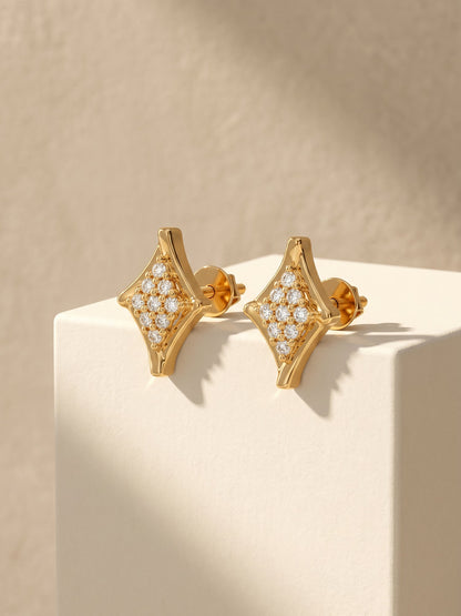 Golden Rhombus Glint Studs