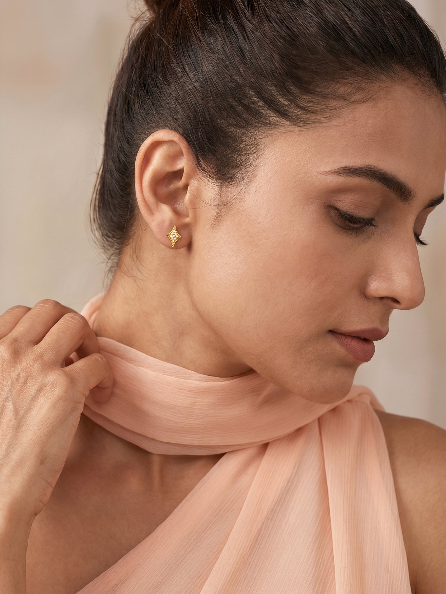 Golden Rhombus Glint Studs
