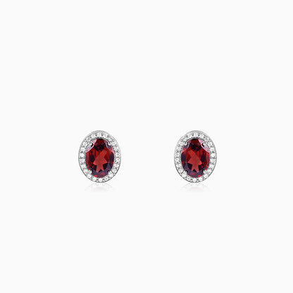 Silver Garnet Glimmer Earrings