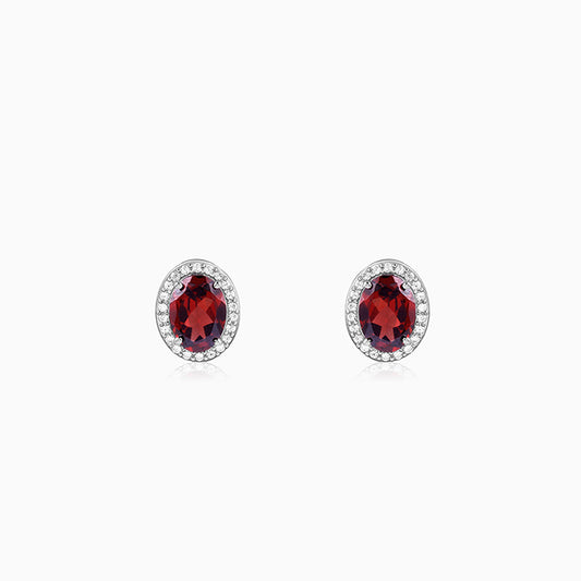 Silver Garnet Glimmer Earrings