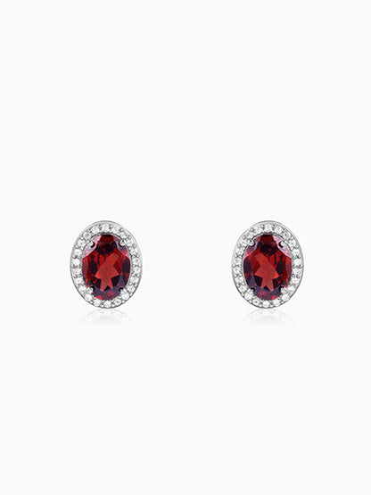 Silver Garnet Glimmer Earrings