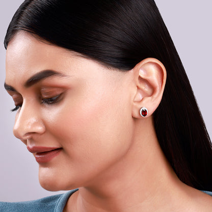 Silver Garnet Glimmer Earrings