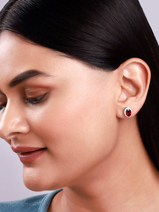 Silver Garnet Glimmer Earrings