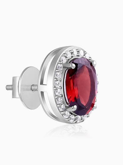Silver Garnet Glimmer Earrings