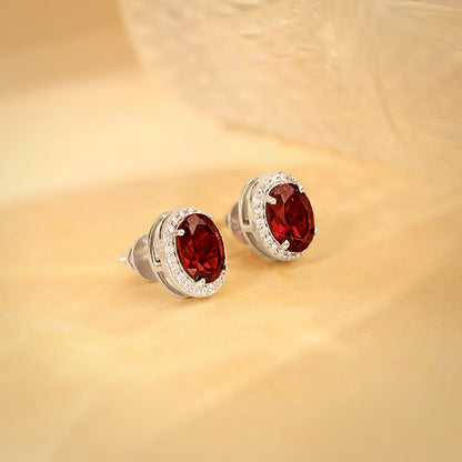 Silver Garnet Glimmer Earrings