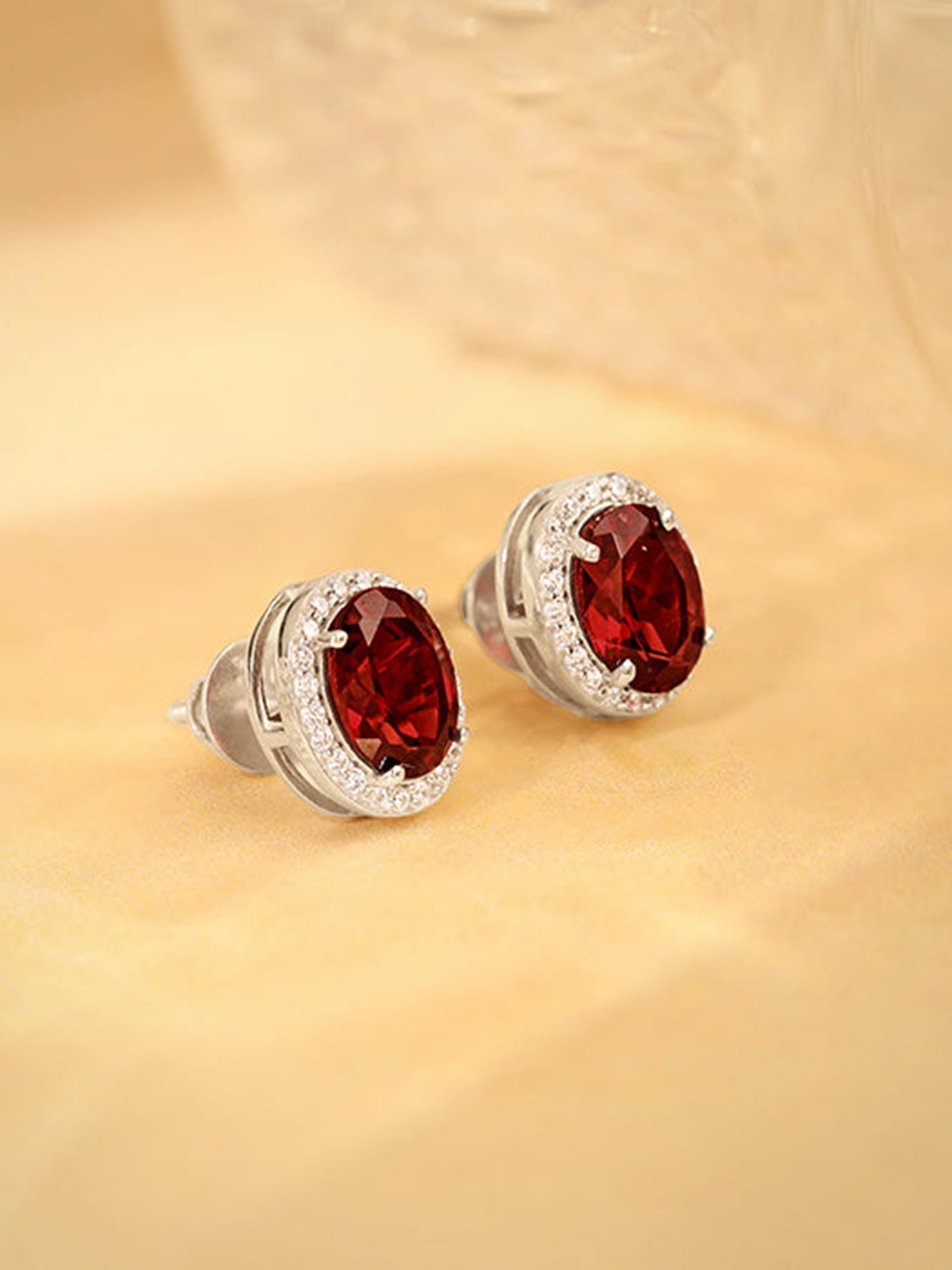 Silver Garnet Glimmer Earrings