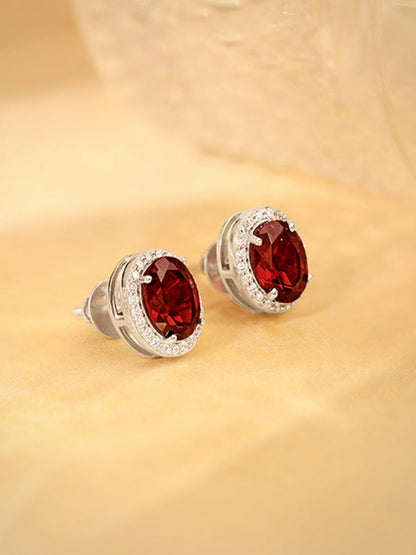 Silver Garnet Glimmer Earrings
