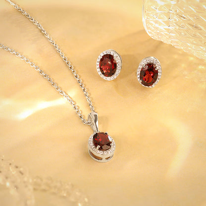 Silver Garnet Glimmer Set