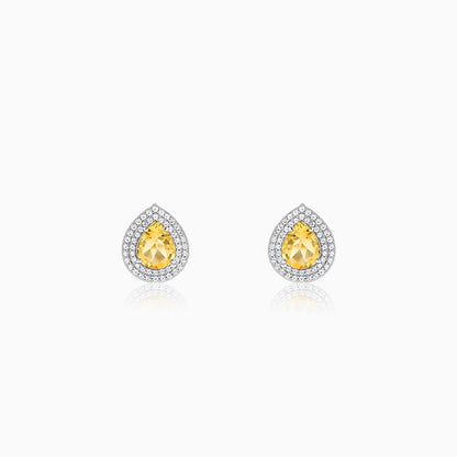 Silver Citrine Drop Studs