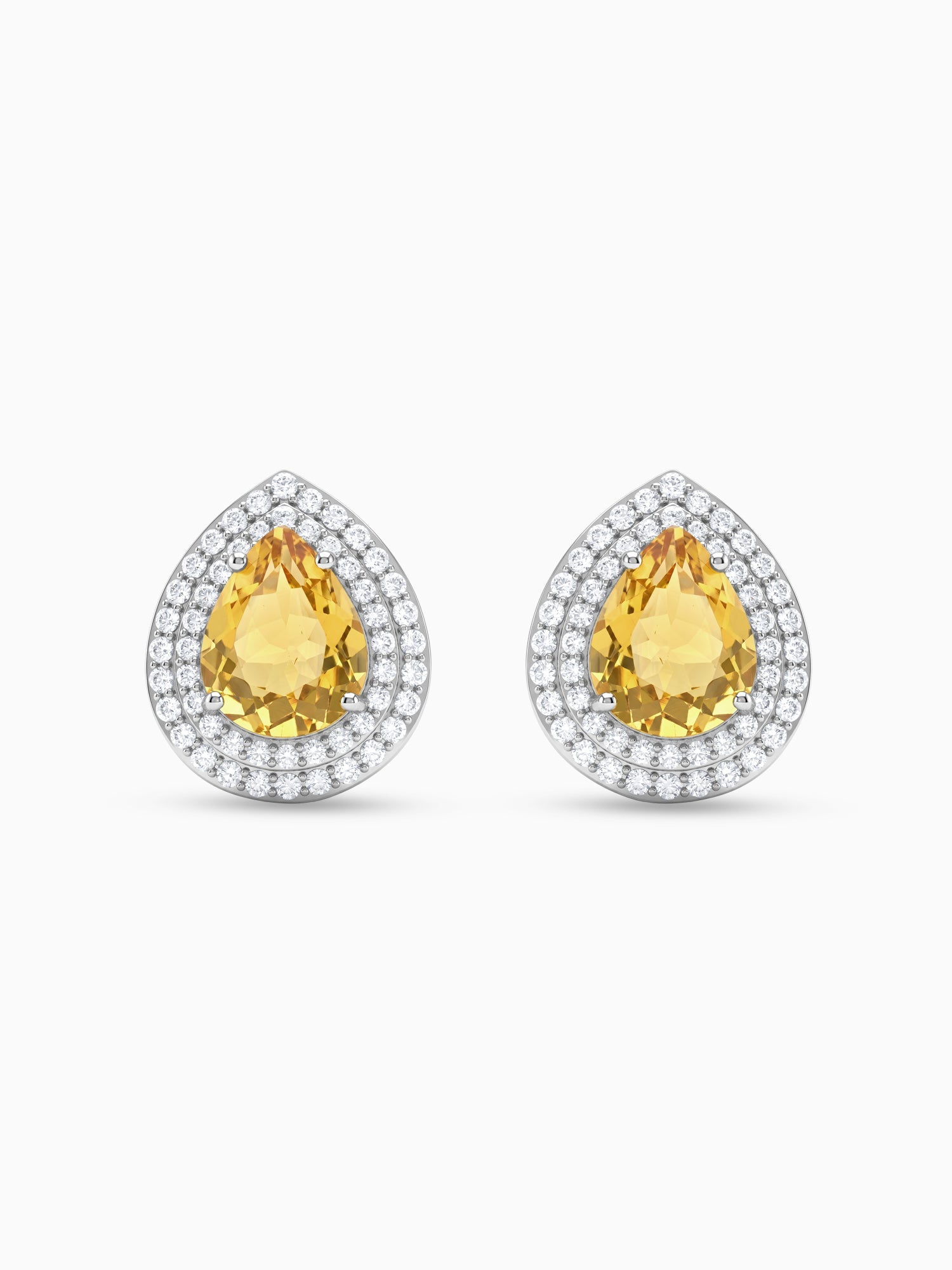 Silver Citrine Drop Studs
