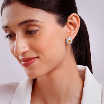 Silver Citrine Drop Studs