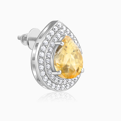 Silver Citrine Drop Studs