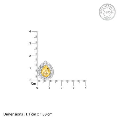 Silver Citrine Drop Studs