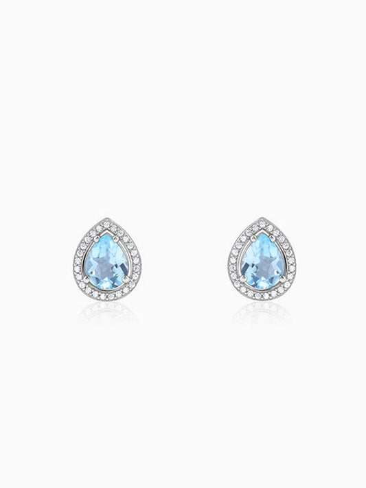 Silver Blue Topaz Studs