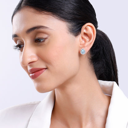 Silver Blue Topaz Studs