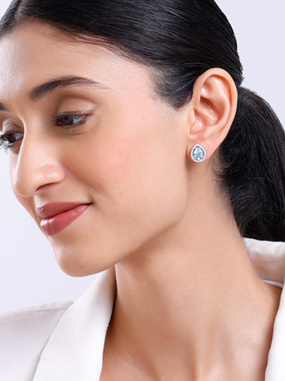 Silver Blue Topaz Studs
