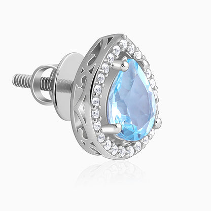 Silver Blue Topaz Studs